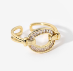 18K Gold Plated Stainless Steel with CZ Adjustable Rings