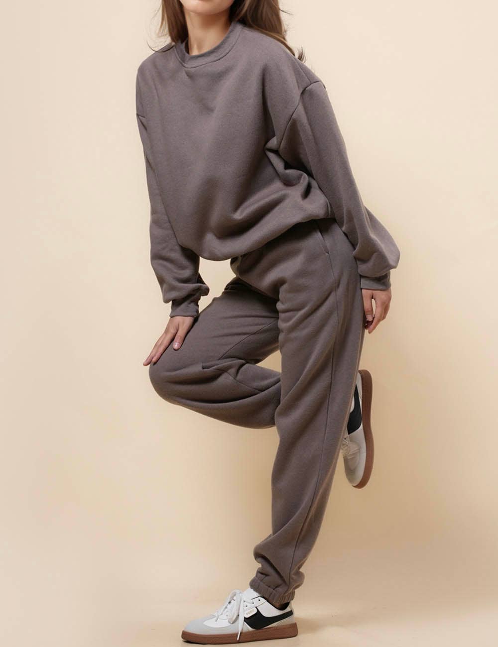 Ladies Solid Color Sweatshirt and Pants Sets