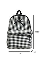 Coquette Bow Embroidered Checkered Backpack