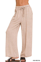 Acid Wash Drawstring Elastic Band Waist Pants