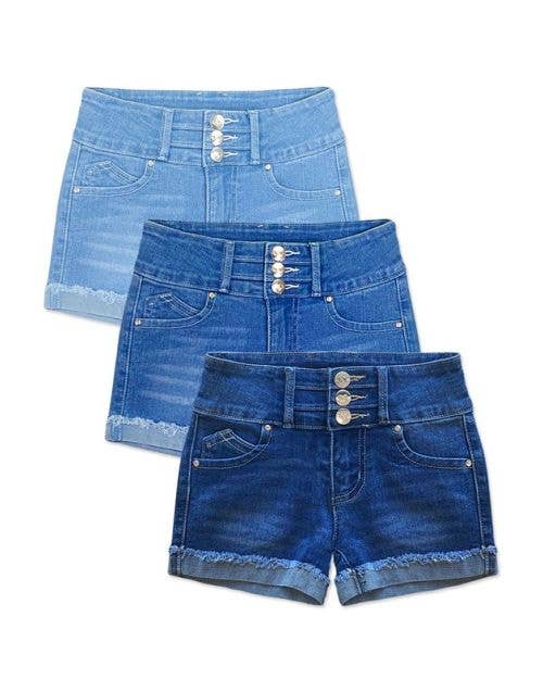 Girls Denim Shorts w/ 3 Buttons