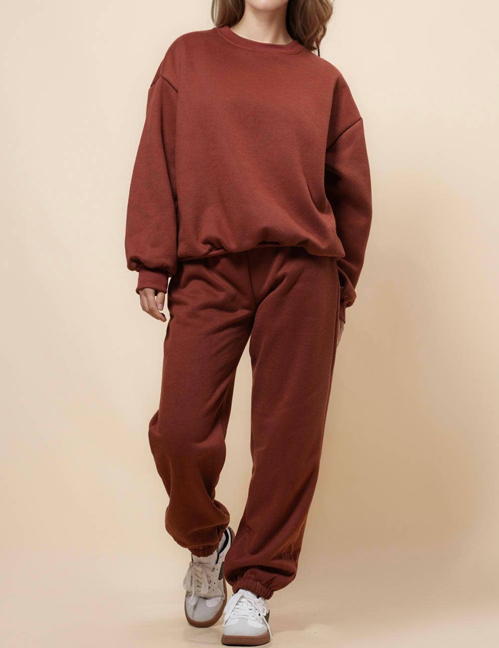 Ladies Solid Color Sweatshirt and Pants Sets