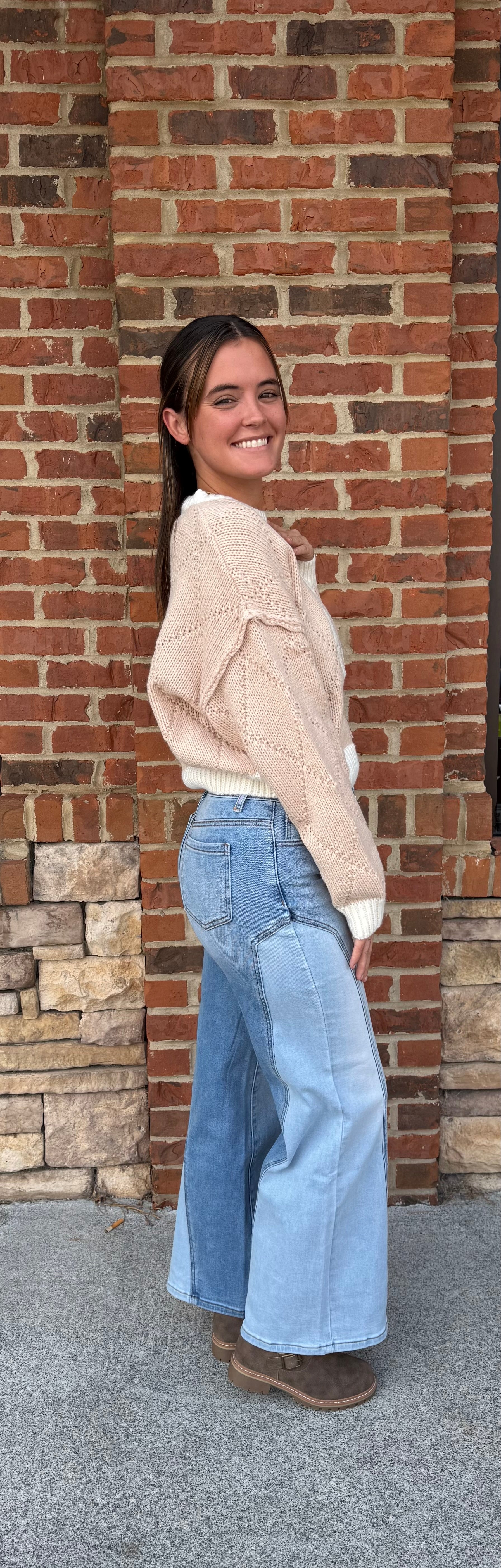 Two-Tone Straight Leg Denim
