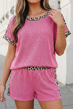 Leopard Trim Twist Ribbed Set