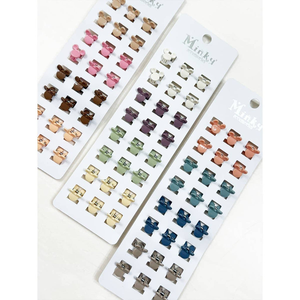 24 pcs Assorted Color Mouse Mini Hair Claw