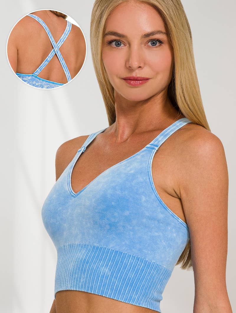 '...._ Washed Seamless Bra Cross Back