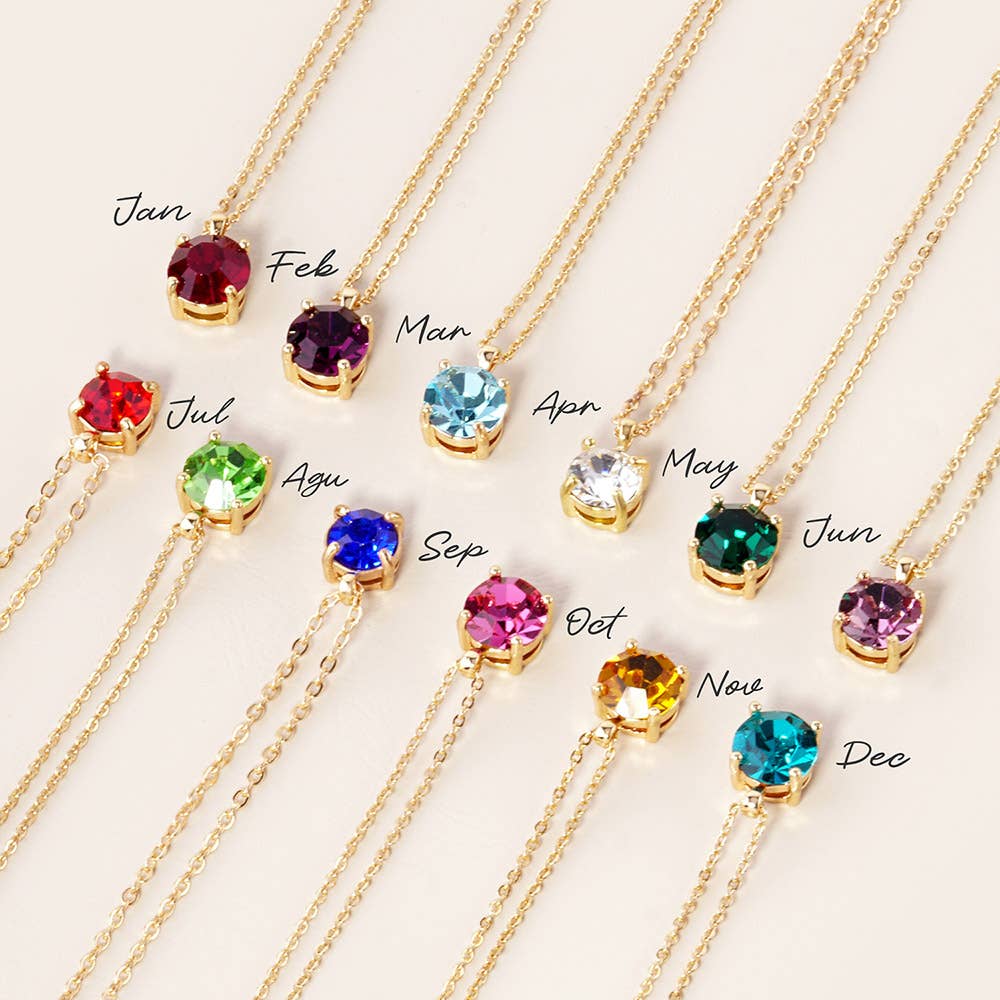 Birth Stone Cluster Pendant Necklace