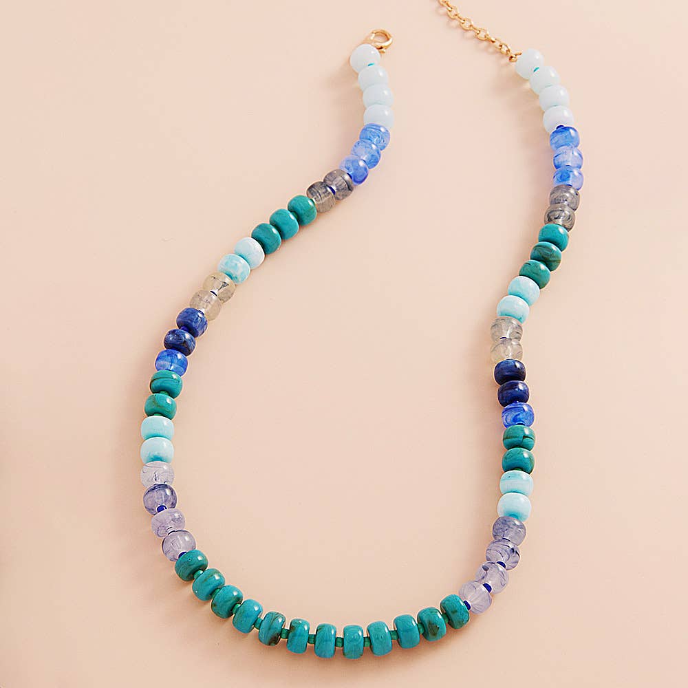 Ombre Flat Round Shaped Beaded Necklace