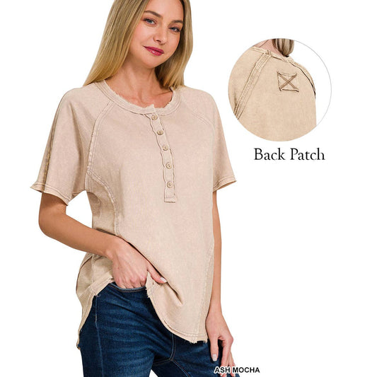 Washed French Terry Henley Top
