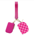 Double Pouch Wristlet-Pink Checkered