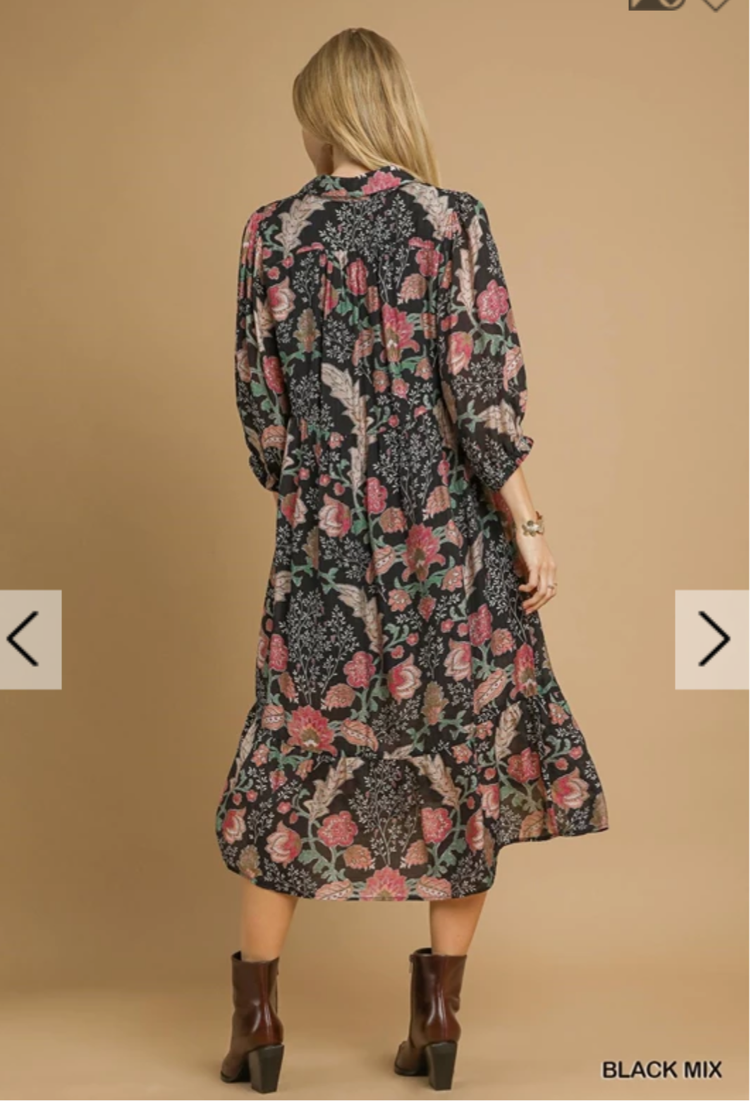 Mix Floral Collared Midi Dress