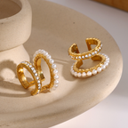 Double Layer 18k Gold Plated Hypoallergenic Ear Cuff Set
