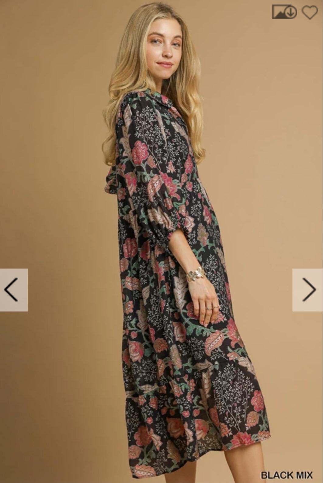 Mix Floral Collared Midi Dress