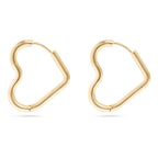 18K Gold PVD Stainless Steel Heart Hoop Earrings / ERJ0007