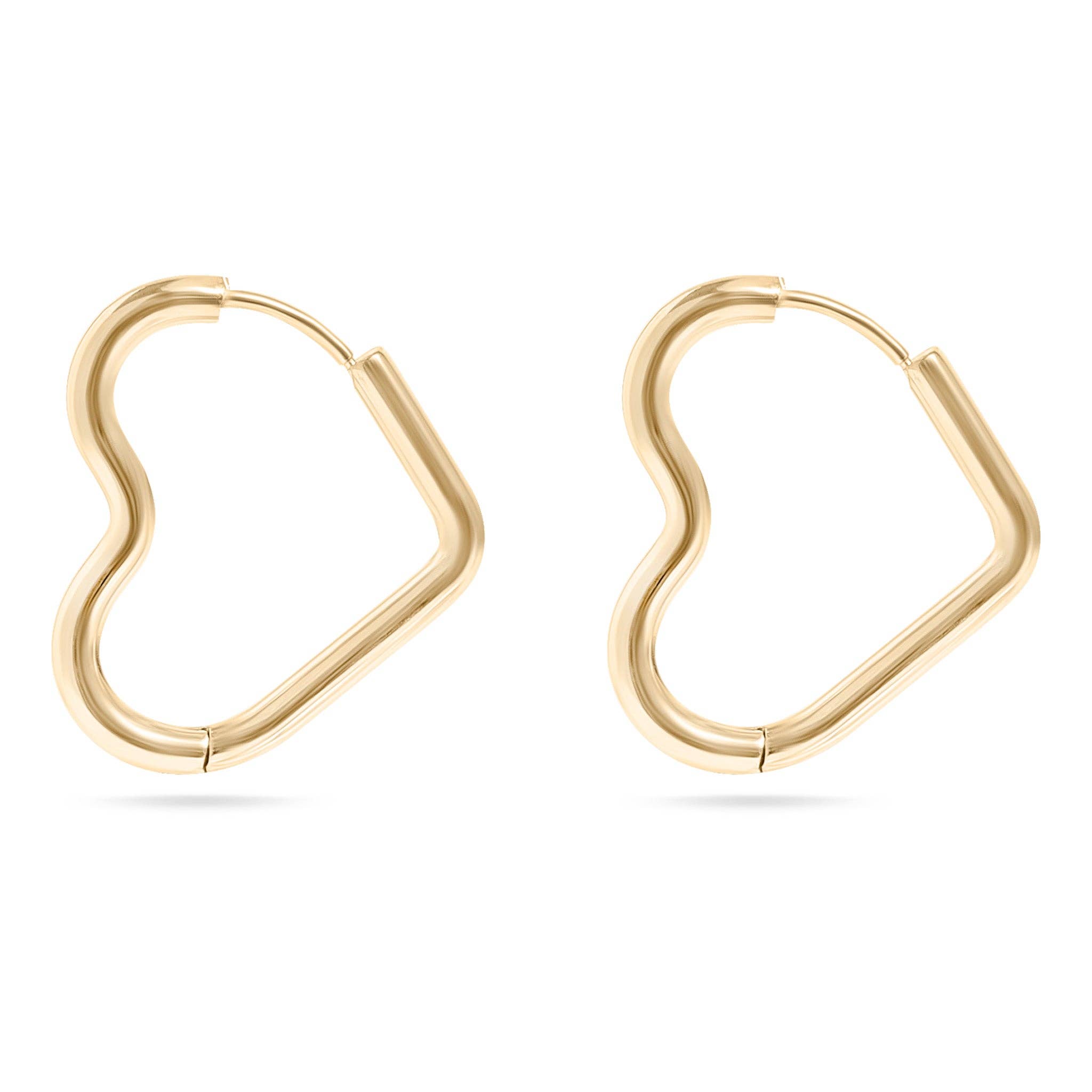 18K Gold PVD Stainless Steel Heart Hoop Earrings / ERJ0007