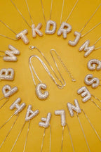 INITIAL PAVE RHINESTONE BUBBLE BALLOON NECKLACE