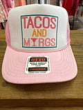 Tacos and Margs DTF Printed Light Pink & White Trucker Hat