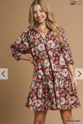 Floral Drip Waist Shirt Dress