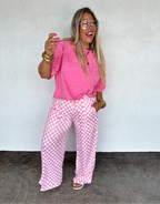 Haddie Wide Leg Checkered Pants