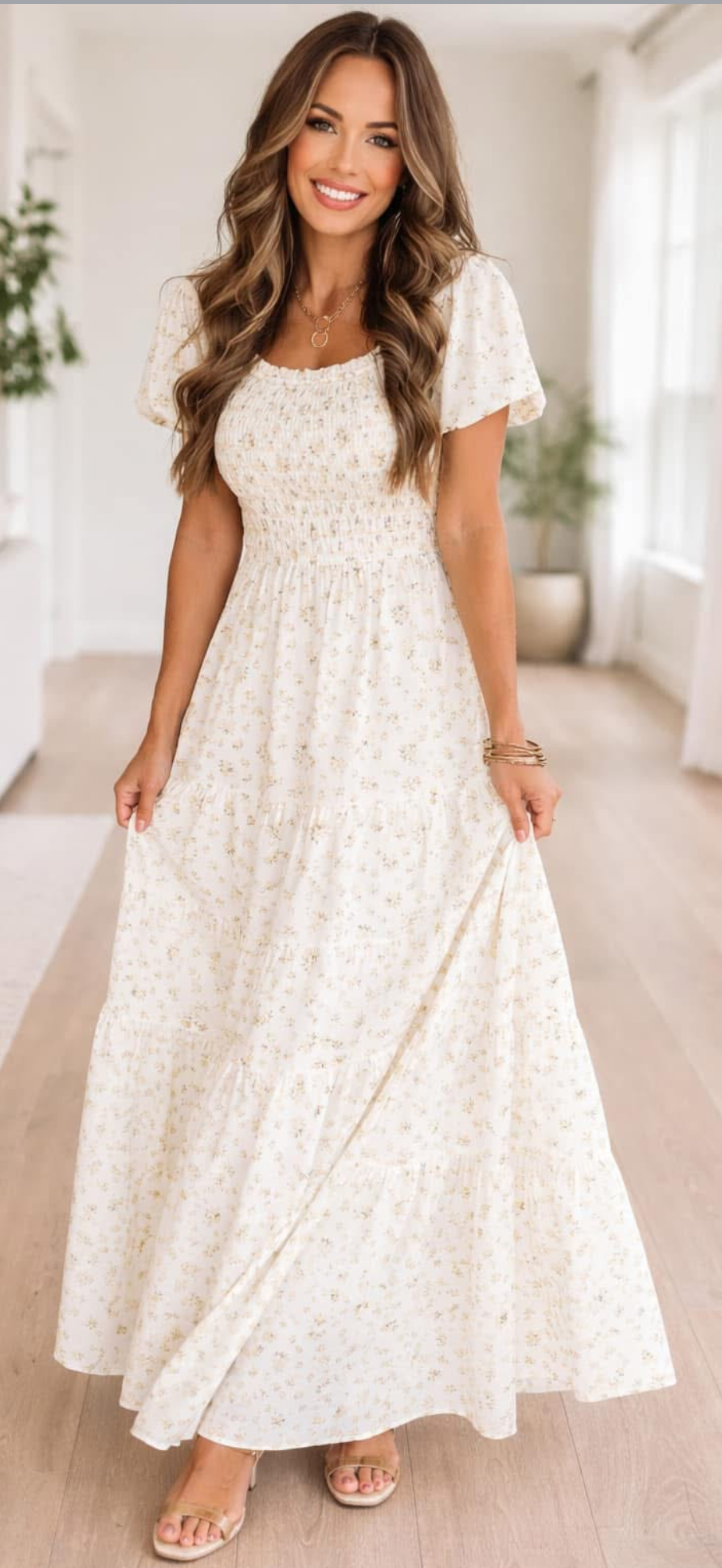 Floral Shirred Maxi Dress