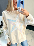 Patch Stitch Star Boho Long Sleeve Tee