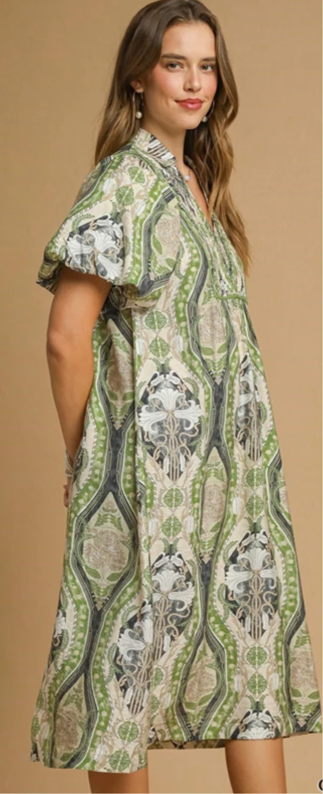 Abstract Print Midi Dress