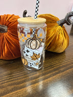 Sweater Weather Uvdtf Glass Cup w/ Glass Straw