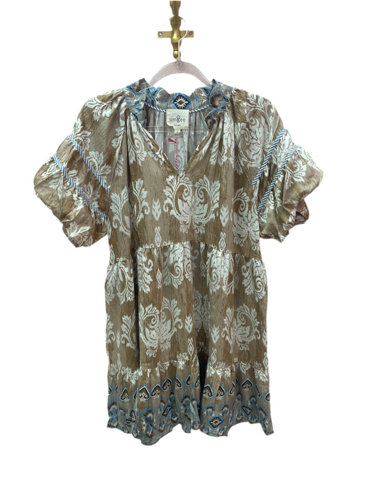 Boho Floral Border Print Mini Dress