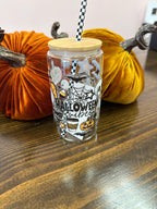 Uvdtf 16oz Glass Cups w/ Glass Straw Fall & Halloween Styles