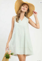 Sleeveless A-Line Stripe Mini Dress w/ Pockets