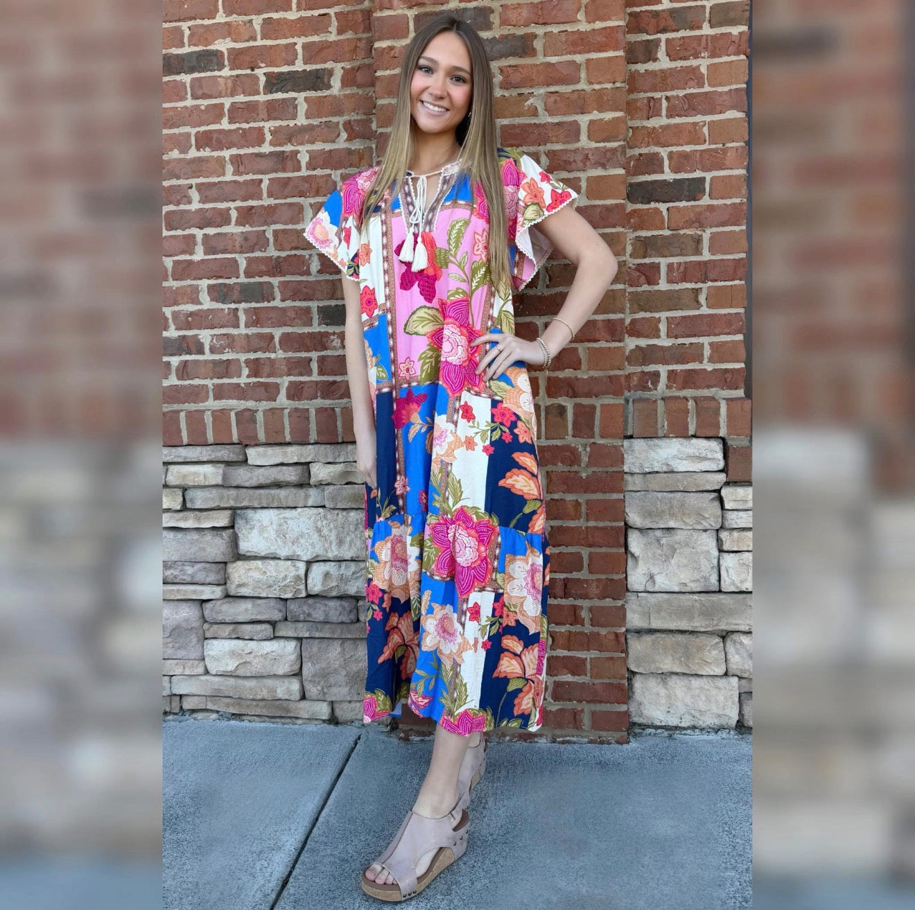 Mix Patchwork Floral Maxi Dress