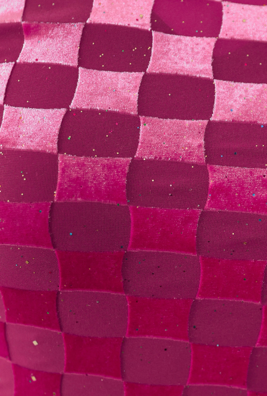 Velvet Mesh Top in Pink Checkered