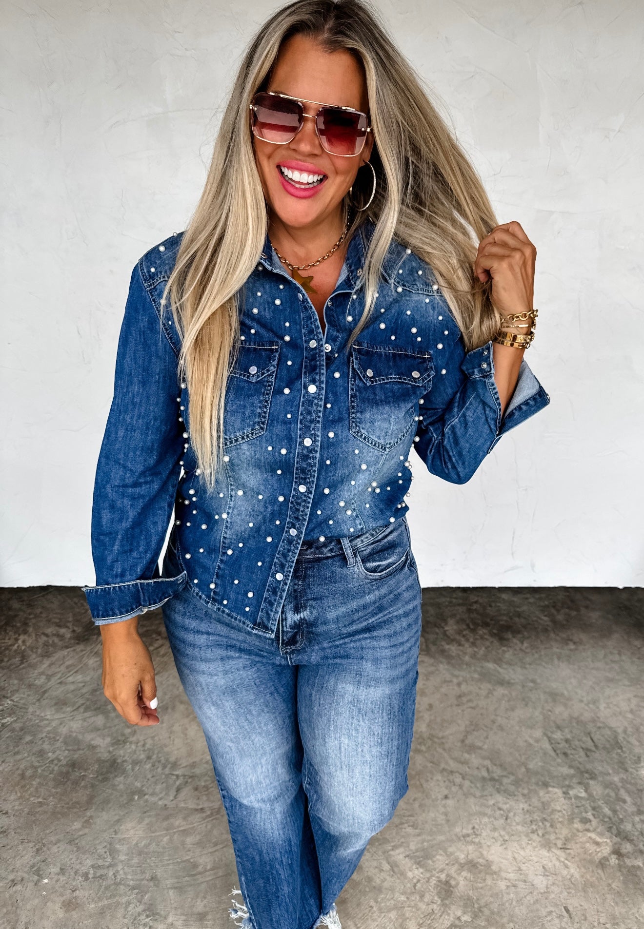 Dolly Denim Top with Stars