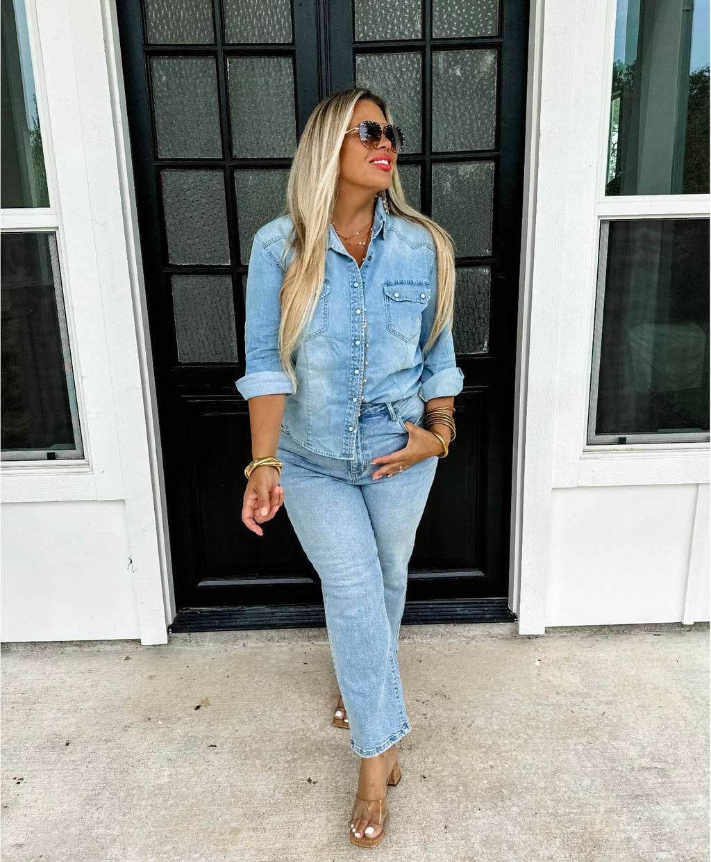 Dolly Denim Top with Stars