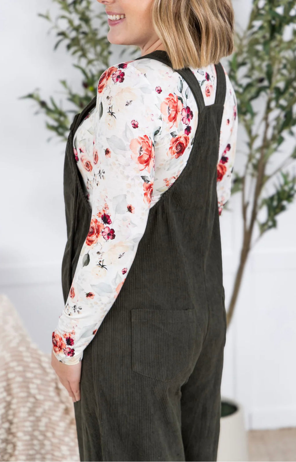 Olive Corduroy Overalls