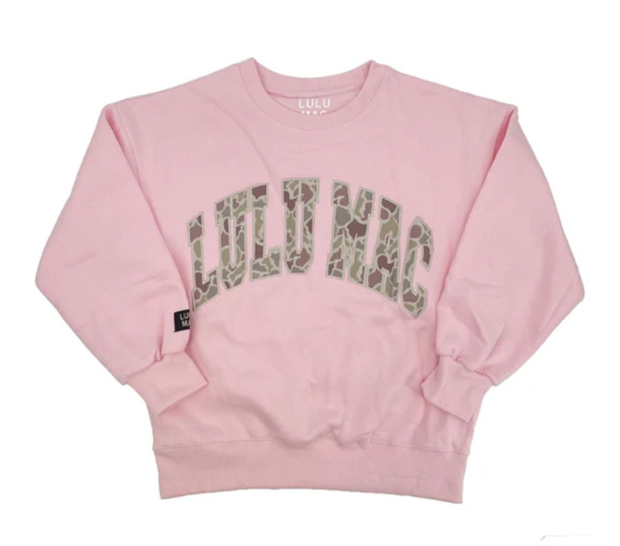 Lulu Mac Pink/Camo Embroidered Sweatshirt