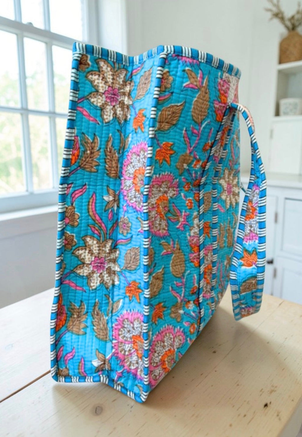 Beck Bright Blue Floral Tote Bag