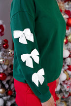 Tied With Cheer Bow Sleeve Pullover