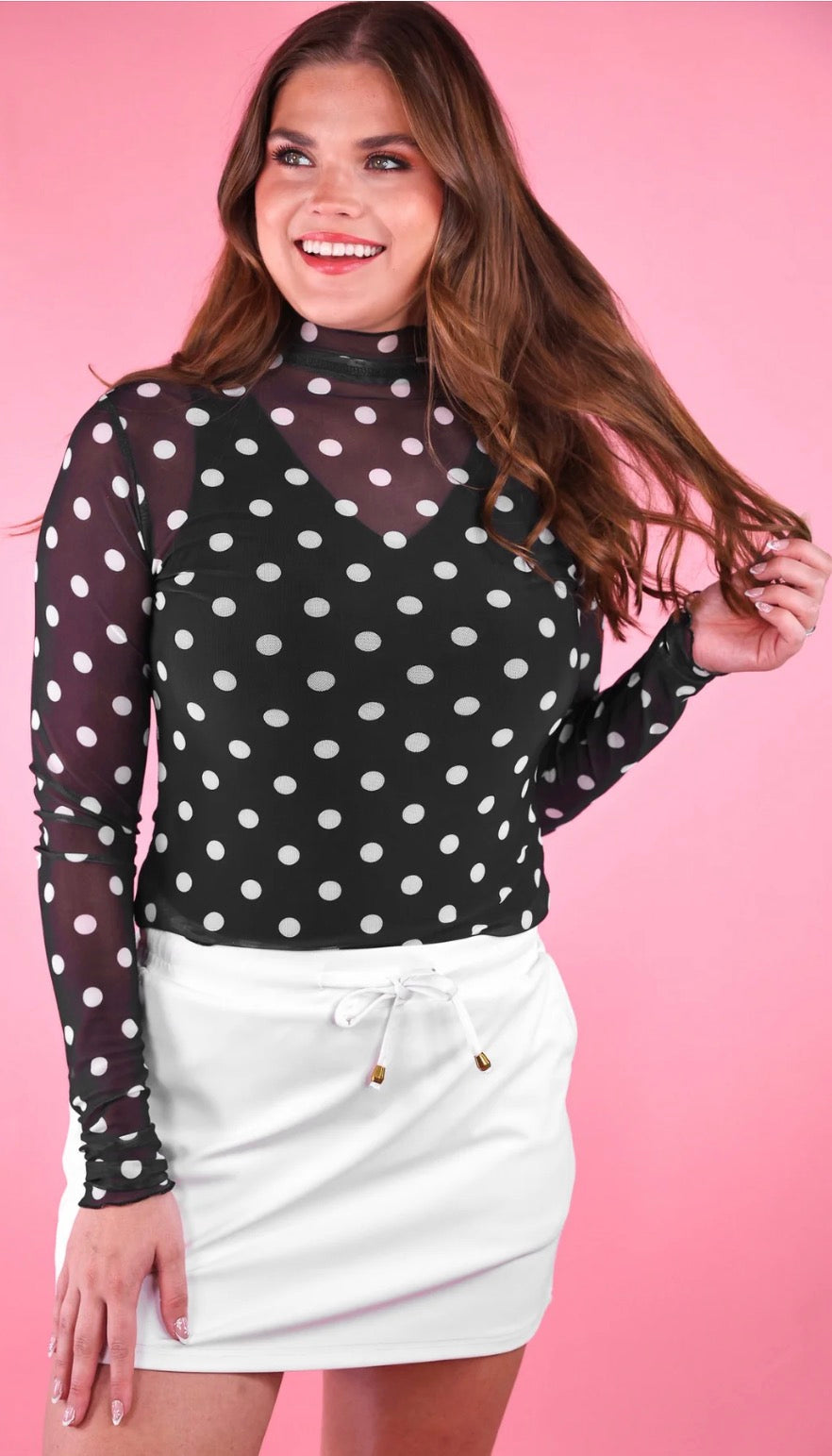 Polka Dot Mesh Top