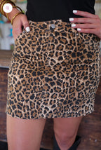 Leopard Denim Skirt