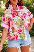 Pink Flower Collar Shirt