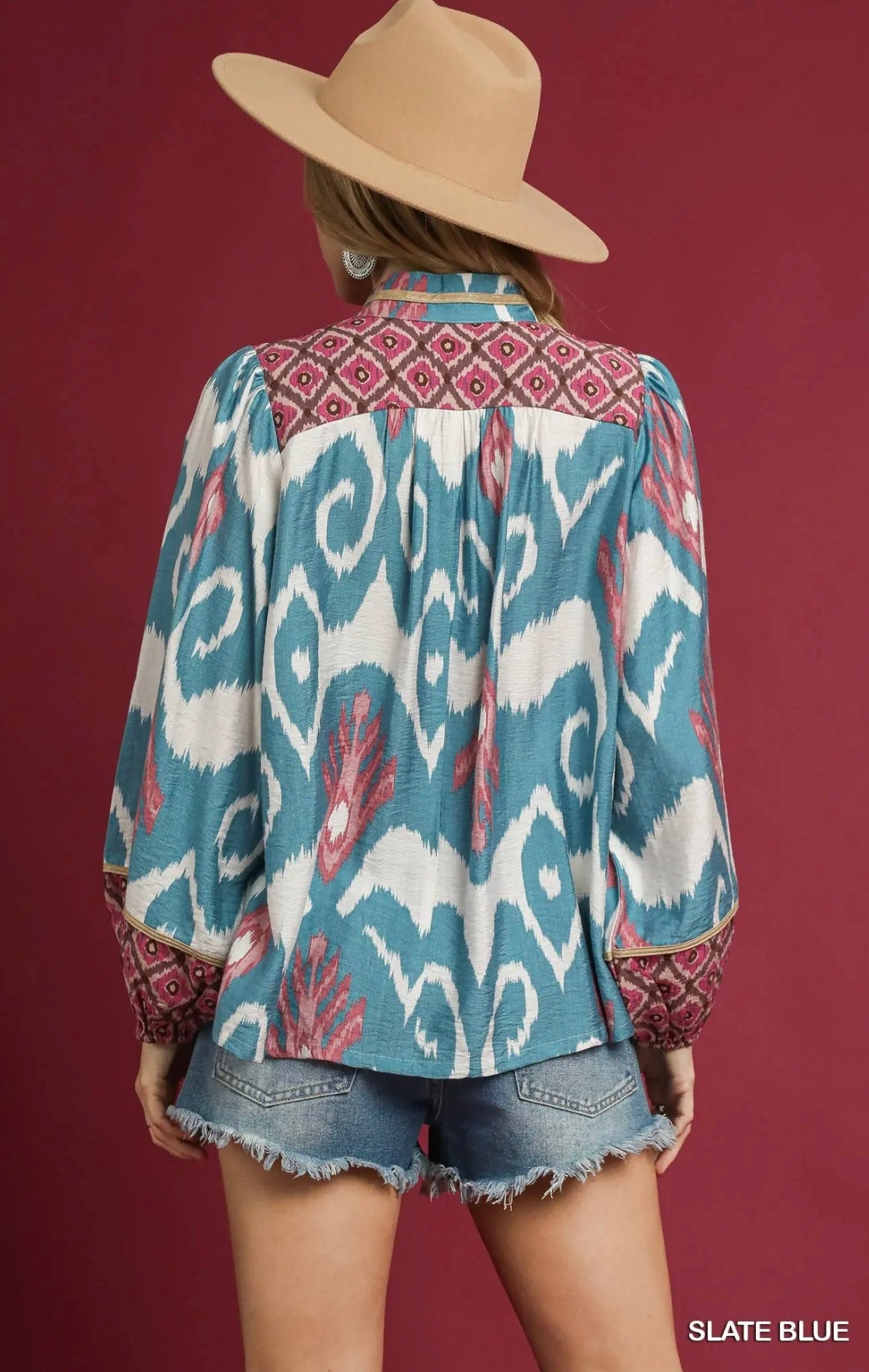 Slate Blue Boho Blouse