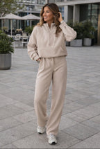 Beige Hoodie & Active Pants Set