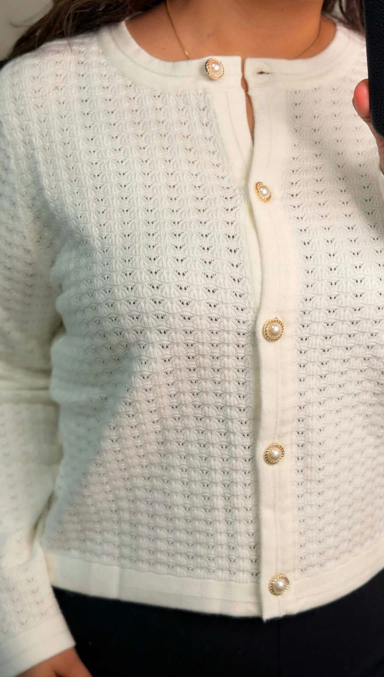 Solid Knit Cardigan in White