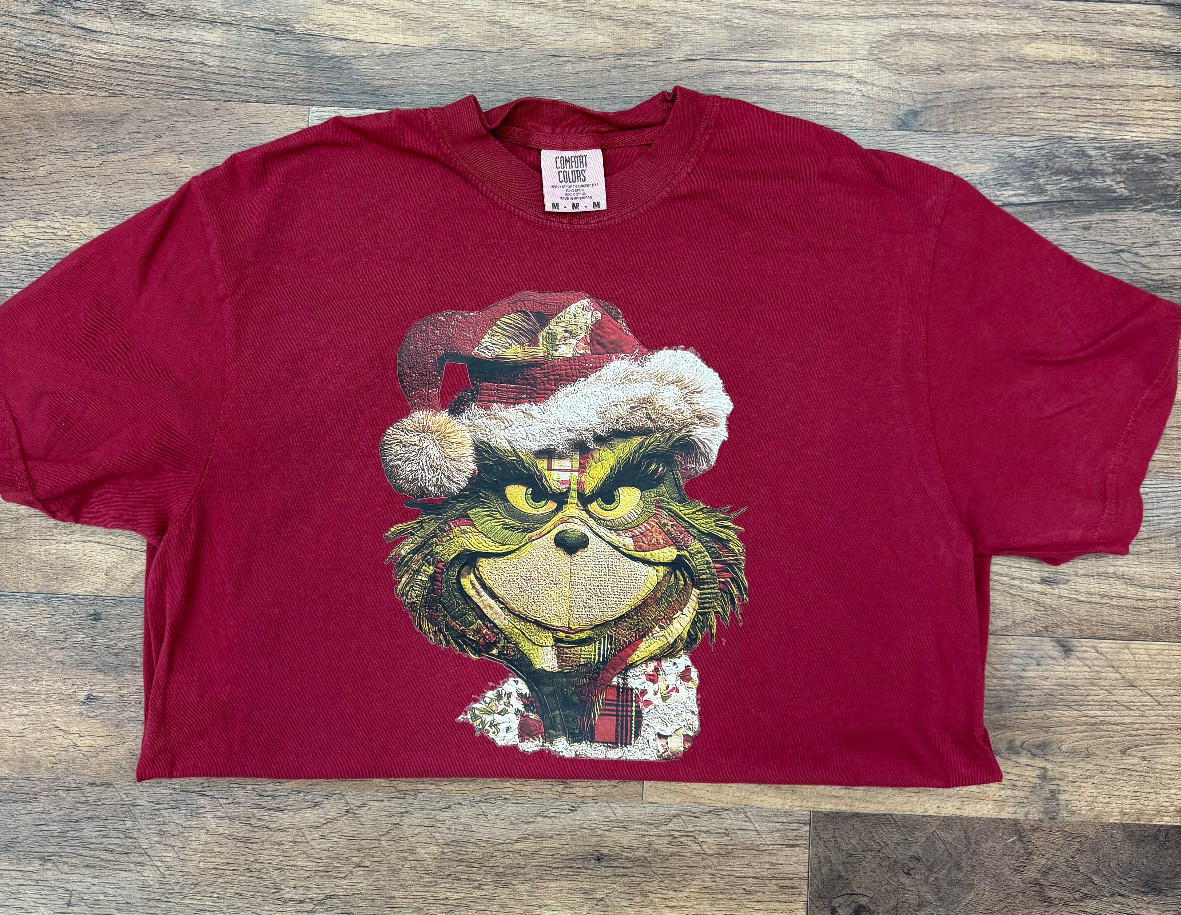 Patchwork Grinch on Chili Comfort Color Tshirt