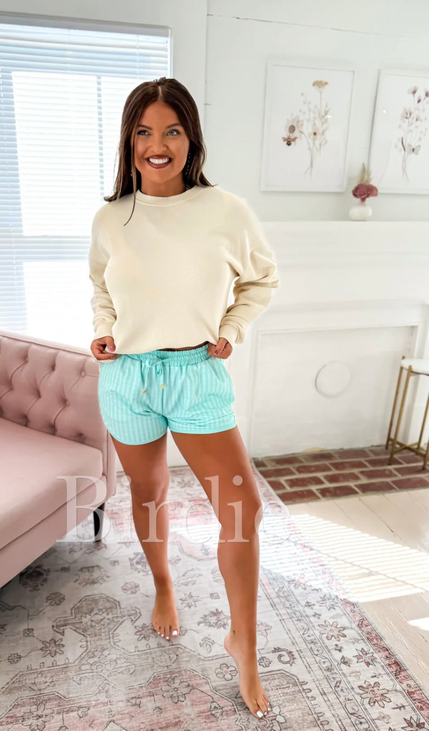 Gingham Mint Active Shorts
