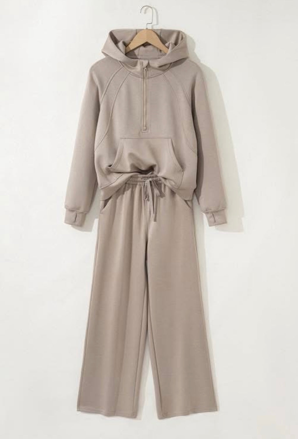 Beige Hoodie & Active Pants Set