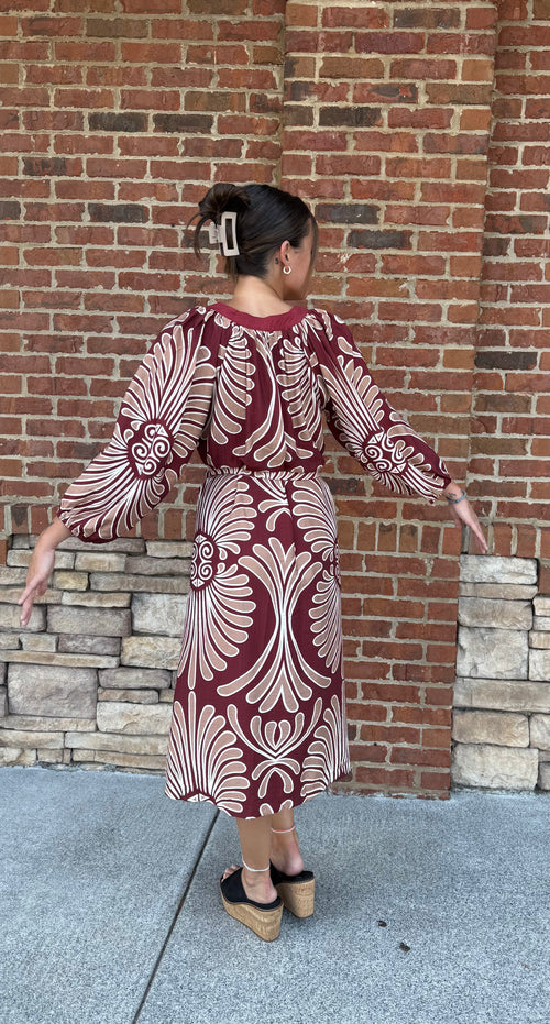 Abstract Print Midi Dress