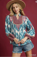 Slate Blue Boho Blouse