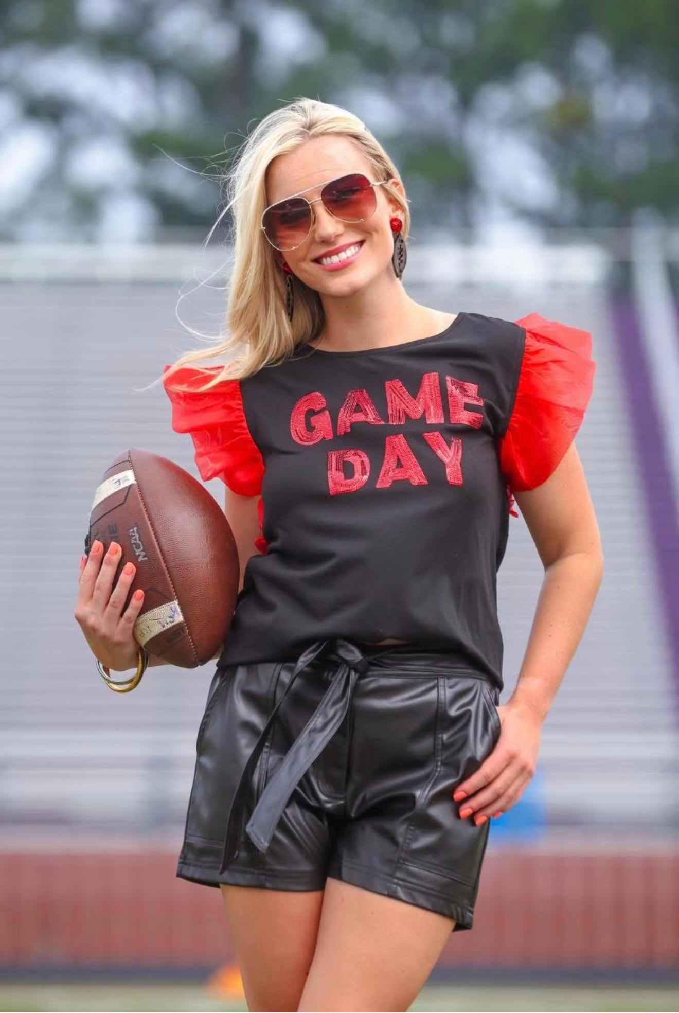 Game Day Sequin Patch Top
